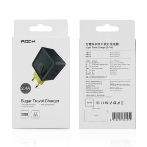 Planet Gates ROCK Mobile Phone Charger 5V1A 5V2.4A Universal Travel Phone USB Charger 2 USB Wall Charger for iPhone Adapter Clearance 49%
