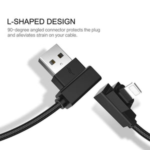 Planet Gates ROCK Mobile Phone USB Cable for iPhone X 8 7 6 5 Plus 90 Degree Right Angle 2.1A Fast Charger Sync Cord for iPad 2 3 4 Air Pro