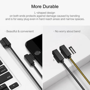 Planet Gates ROCK Mobile Phone USB Cable for iPhone X 8 7 6 5 Plus 90 Degree Right Angle 2.1A Fast Charger Sync Cord for iPad 2 3 4 Air Pro