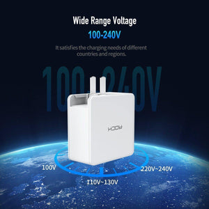 Planet Gates ROCK PD 45W Dual USB Charger Quick Charge US Plug for iPhone XS Max XR X 8 plus Type C USB PD Fast Travel Phone Charger