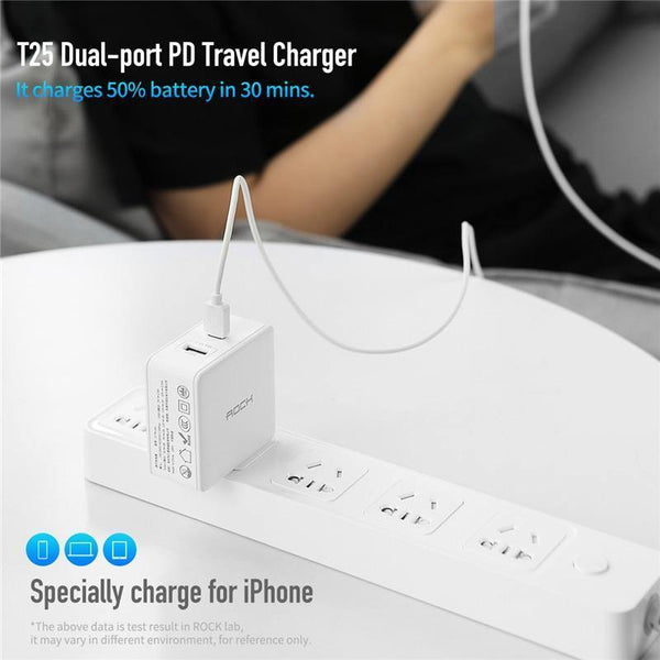 Planet Gates ROCK PD 45W Dual USB Charger Quick Charge US Plug for iPhone XS Max XR X 8 plus Type C USB PD Fast Travel Phone Charger