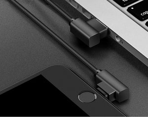 Planet Gates ROCK Phone Cable for iPhone X 8 7 6 5 Plus 90 Degree Right Angle 2.1A Fast Charger L Bending Design Cord for iPad 2 3 4 Air Pro