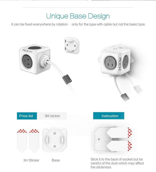 Planet Gates ROCK Phone Charger Four Power Plug Dual USB Port Charger Socket for iPhone/ Samsun Tablets with USB Cable