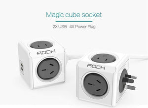Planet Gates ROCK Phone Charger Four Power Plug Dual USB Port Charger Socket for iPhone/ Samsun Tablets with USB Cable
