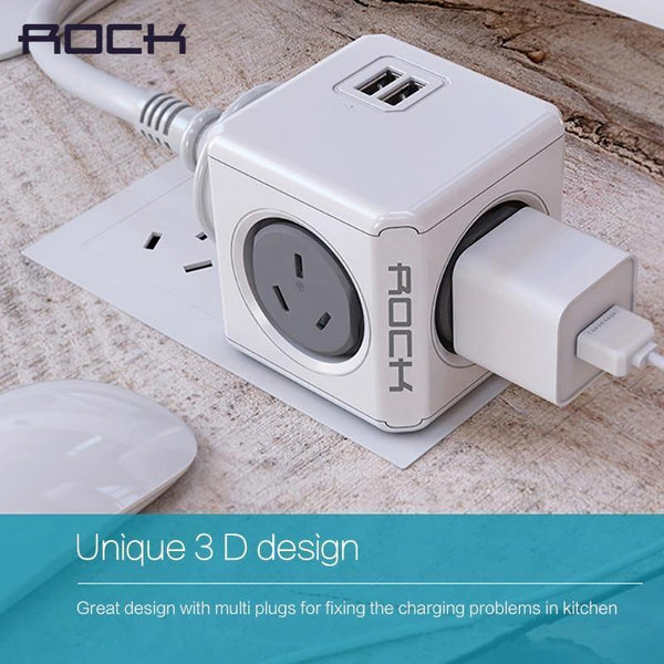 Planet Gates ROCK Phone Charger Four Power Plug Dual USB Port Charger Socket for iPhone/ Samsun Tablets with USB Cable