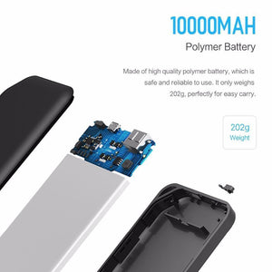 Planet Gates ROCK Power Bank 10000mAh for Xiaomi Portable External Battery Charger Ultra Slim Powerbank for iphone X Samsung Note 8 S8