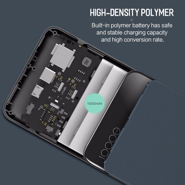 Planet Gates ROCK Power Bank 10000mAh with Digital Display Portable External Battery Type C 5V 3A Powerbank for iphone X Samsung Xiaomi