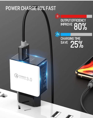 Planet Gates ROCK QC 3.0 USB Quick Phone Charger Travel Wall Adapter 18W QC3.0 FCP Universal For Xiaomi iPhone Samsung Huawei EU Plug