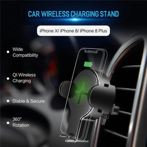 Planet Gates ROCK Qi Fast Wireless Car Phone Charger for iPhone X XS XR 8 Plus Samsung S9 S8 Plus S7 Note 8 Mount