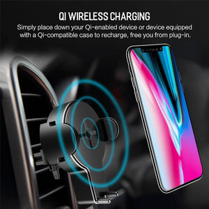 Planet Gates ROCK Qi Fast Wireless Car Phone Charger for iPhone X XS XR 8 Plus Samsung S9 S8 Plus S7 Note 8 Mount