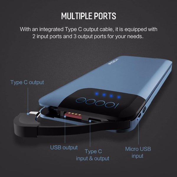 Planet Gates ROCK Quick Charge Power Bank 10000mAh 5V/9V/12V Smart QC 3.0 Powerbank with Digital Display TYPE C Portable External Battery