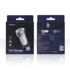 Planet Gates ROCK Sitor Car Charger 2.4A Quick Charge Dual Ports Aluminium Alloy For iPhone Samsung Phone Travel Cigar Lighter DC 12-24V