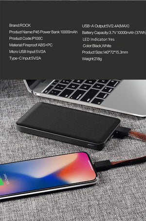 Planet Gates ROCK Slim Power Bank 10000 mAh Portable Charging Ultra thin Powerbank external battery backup pack for iPhone poverbank 10000mah