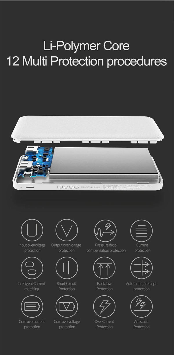 Planet Gates ROCK Slim Power Bank 10000 mAh Portable Charging Ultra thin Powerbank external battery backup pack for iPhone poverbank 10000mah