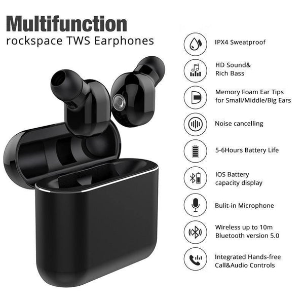 Planet Gates ROCK Twins True Wireless Earbuds Mini Bluetooth Earphone 5.0 In-Ear Stereo Headset TWS With Charging Box