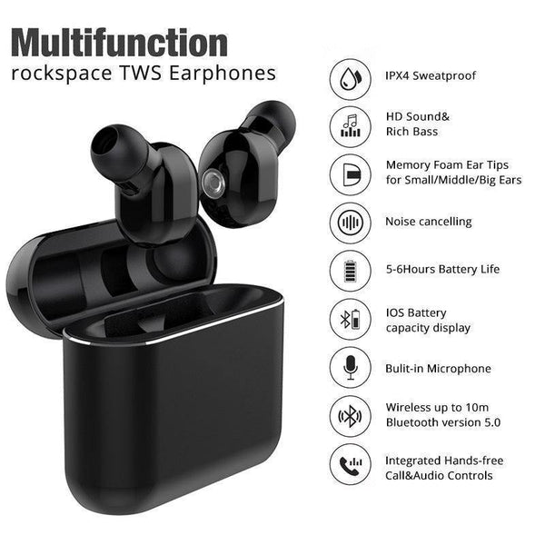 Planet Gates ROCK Twins True Wireless Earbuds Mini Bluetooth Earphone 5.0 In-Ear Stereo Headset TWS With Charging Box
