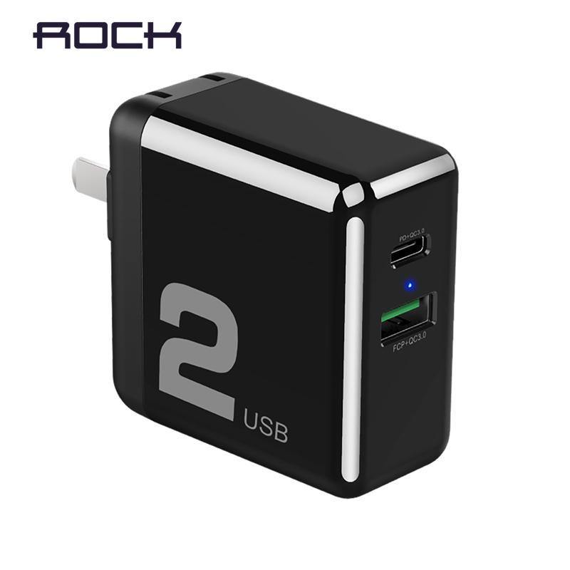 Planet Gates ROCK Type-C PD USB Mobile Phone Charger for iPhone X 8 Plus Adapter 36W Quick Wall Charger 2 Ports 3A Max PD Charger For Macbook