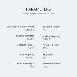 Planet Gates ROCK Wireless Bluetooth Earphone Neckband Sports Stereo Earbuds Waterproof Running Headset with Mic for iPhone Samsung