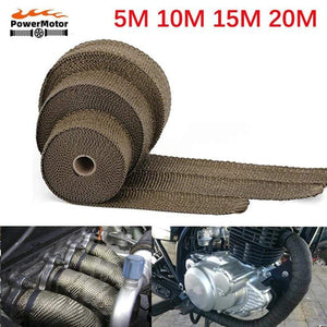 Planet Gates Roll Fiberglass Heat Shield Motorcycle Car Exhaust Thermal Tape Header Pipe Heat Wrap Tape Thermal Protection with StainlessTies