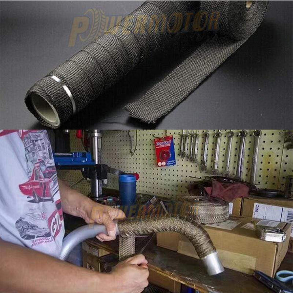 Planet Gates Roll Fiberglass Heat Shield Motorcycle Car Exhaust Thermal Tape Header Pipe Heat Wrap Tape Thermal Protection with StainlessTies