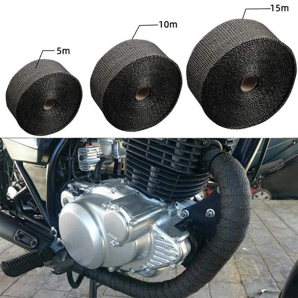 Planet Gates Roll Fiberglass Heat Shield Motorcycle Car Exhaust Thermal Tape Header Pipe Heat Wrap Tape Thermal Protection with StainlessTies