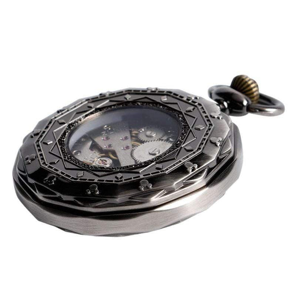 Planet Gates Roman Numbers Mechanical Skeleton Pocket Watch Steampunk Hand Winding Watch Men Women Chain Gift