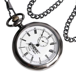 Planet Gates Roman Numbers Mechanical Skeleton Pocket Watch Steampunk Hand Winding Watch Men Women Chain Gift