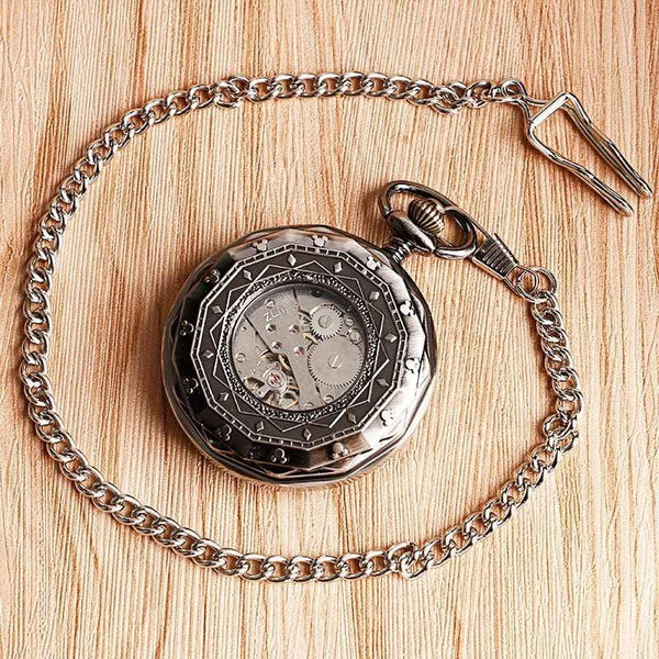 Planet Gates Roman Numbers Mechanical Skeleton Pocket Watch Steampunk Hand Winding Watch Men Women Chain Gift