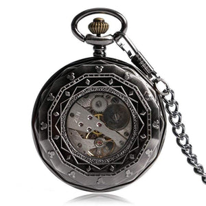 Planet Gates Roman Numbers Mechanical Skeleton Pocket Watch Steampunk Hand Winding Watch Men Women Chain Gift