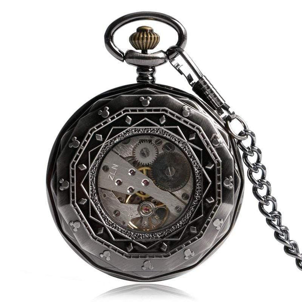 Planet Gates Roman Numbers Mechanical Skeleton Pocket Watch Steampunk Hand Winding Watch Men Women Chain Gift