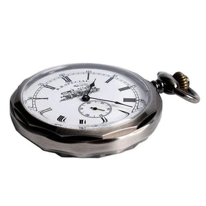 Planet Gates Roman Numbers Mechanical Skeleton Pocket Watch Steampunk Hand Winding Watch Men Women Chain Gift