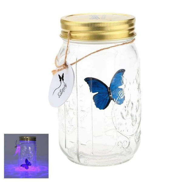 Planet Gates Romantic Glass LED butterfly jar with lamp Valentine Children Gift Decoration Blue led light