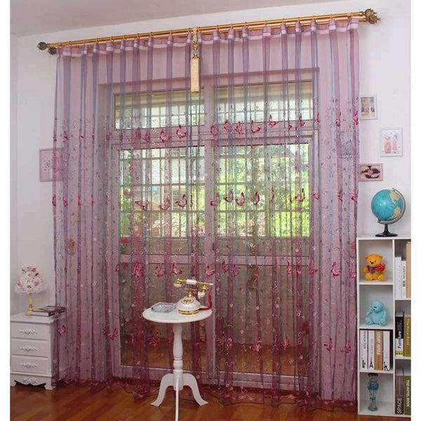 Planet Gates Romantic Shining Butterfly Embroidered Voile Curtains Panel Window Home Textile Bedroom Curtains Tulle Cortinas T&344 #20