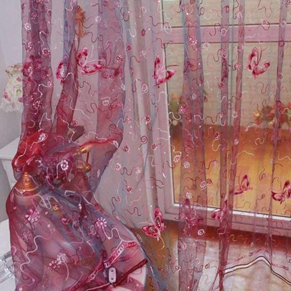 Planet Gates Romantic Shining Butterfly Embroidered Voile Curtains Panel Window Home Textile Bedroom Curtains Tulle Cortinas T&344 #20