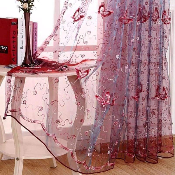 Planet Gates Romantic Shining Butterfly Embroidered Voile Curtains Panel Window Home Textile Bedroom Curtains Tulle Cortinas T&344 #20