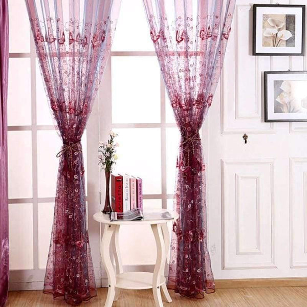 Planet Gates Romantic Shining Butterfly Embroidered Voile Curtains Panel Window Home Textile Bedroom Curtains Tulle Cortinas T&344 #20
