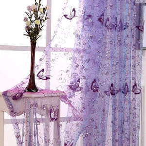 Planet Gates Romantic Shining Butterfly Embroidered Voile Curtains Panel Window Home Textile Bedroom Curtains Tulle Cortinas T&344 #20
