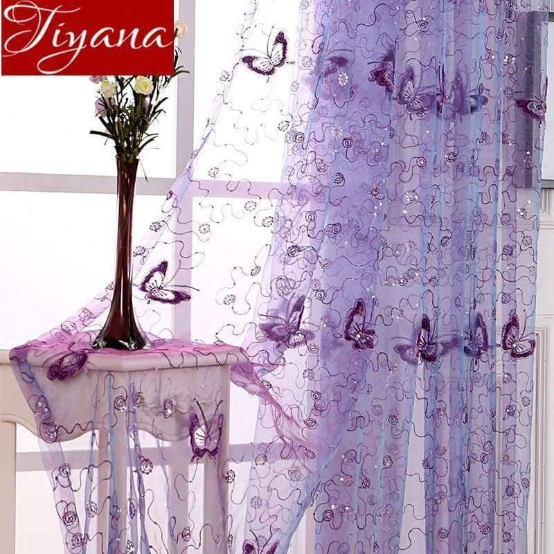 Planet Gates Romantic Shining Butterfly Embroidered Voile Curtains Panel Window Home Textile Bedroom Curtains Tulle Cortinas T&344 #20