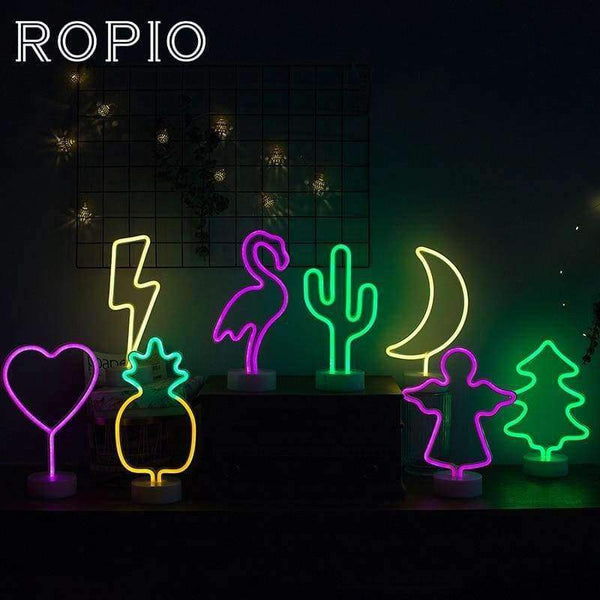 Planet Gates ROPIO LED Neon Abajur Night Light Table Night Lamp Flamingo Angel Heart Battery Operated for Home Wedding Christmas Decoration