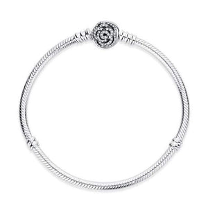 Planet Gates Rose / 15cm 925 Sterling Silver Bracelet Bead Charm Heart Snowflake Rose Snake Chain Basic Bracelets Pan Women DIY Jewelry