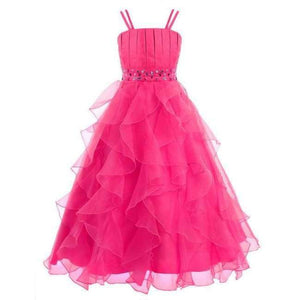 Planet Gates Rose / 4T Kids Girls Embroidered Flower Bow Formal Party Ball Gown Prom Princess Bridesmaid Wedding Children Tutu Dress Size 4-14Y