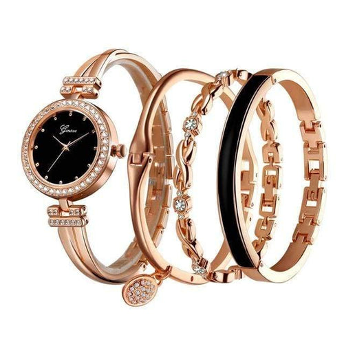 Planet Gates rose black set Watch Women Rose Gold Diamond Bracelet Watch Luxury Jewelry Ladies Female Girl Hour Casual Quartz Wristwatches