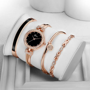 Planet Gates rose black set Watch Women Rose Gold Diamond Bracelet Watch Luxury Jewelry Ladies Female Girl Hour Casual Quartz Wristwatches