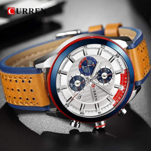Planet Gates rose black Wristwatches Fashion New Arrival Calendar Casual Men Watches High Quality Leather Strap Chronograph Quartz watch