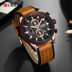 Planet Gates rose black Wristwatches Fashion New Arrival Calendar Casual Men Watches High Quality Leather Strap Chronograph Quartz watch