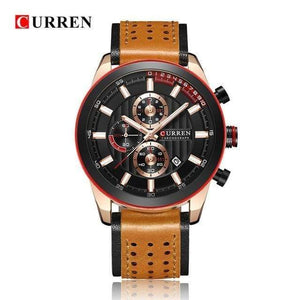 Planet Gates rose black Wristwatches Fashion New Arrival Calendar Casual Men Watches High Quality Leather Strap Chronograph Quartz watch