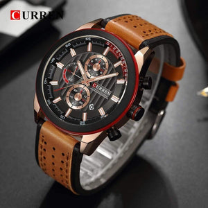 Planet Gates rose black Wristwatches Fashion New Arrival Calendar Casual Men Watches High Quality Leather Strap Chronograph Quartz watch