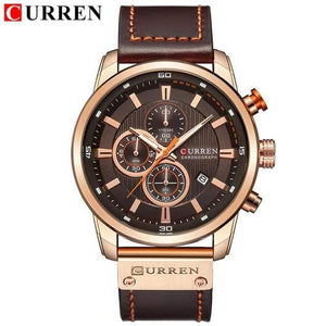 Planet Gates rose coffee Fashion Leather Strap Quartz Men Watches Casual Date Business Male Wristwatches Clock Montre Homme
