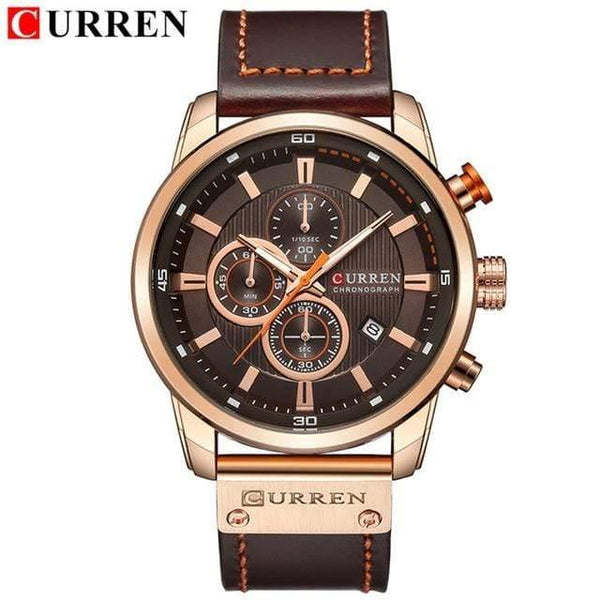 Planet Gates rose coffee Fashion Leather Strap Quartz Men Watches Casual Date Business Male Wristwatches Clock Montre Homme