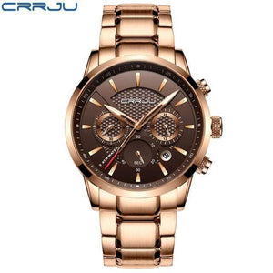 Planet Gates Rose coffee Men Watch 30m Waterproof Mens Watches Top Brand Luxury Steel Watch Chronograph Male Clock Saat relojes hombre